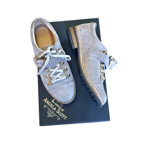 The Office of Angela Scott Mr. Logan Suede Tan Brown Leather Oxford Loafer Shoes